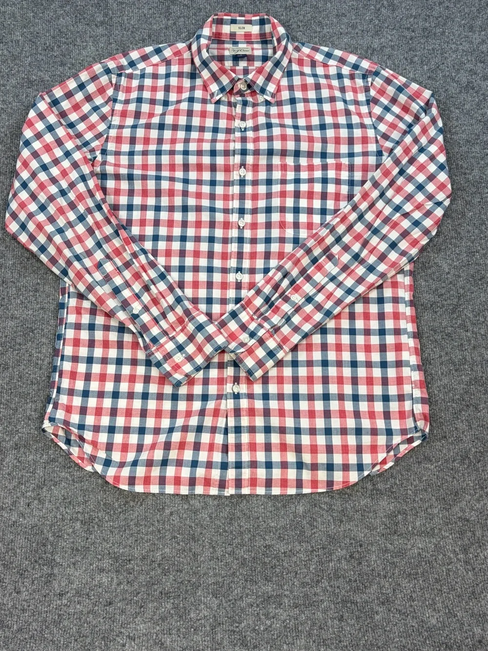 J.Crew Factory Slim Fit Plaid Button Down Shirt Men’s L 100% Cotton Americana
